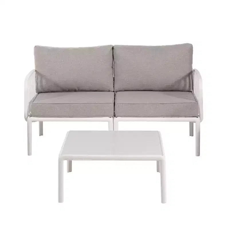 4-Piece/6-Piece Modern Outdoor Patio Furniture Set with Square Coffee Table Patio Conversation Set with Waterproof Cushions, Black/White - ModernLuxe