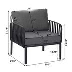 4-Piece/6-Piece Modern Outdoor Patio Furniture Set with Square Coffee Table Patio Conversation Set with Waterproof Cushions, Black/White - ModernLuxe