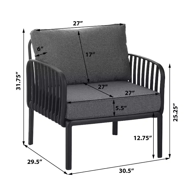 4-Piece/6-Piece Modern Outdoor Patio Furniture Set with Square Coffee Table Patio Conversation Set with Waterproof Cushions, Black/White - ModernLuxe