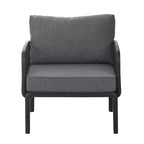 4-Piece/6-Piece Modern Outdoor Patio Furniture Set with Square Coffee Table Patio Conversation Set with Waterproof Cushions, Black/White - ModernLuxe