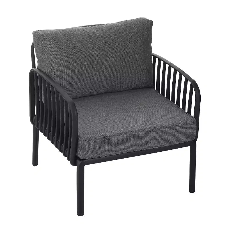 4-Piece/6-Piece Modern Outdoor Patio Furniture Set with Square Coffee Table Patio Conversation Set with Waterproof Cushions, Black/White - ModernLuxe