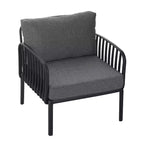 4-Piece/6-Piece Modern Outdoor Patio Furniture Set with Square Coffee Table Patio Conversation Set with Waterproof Cushions, Black/White - ModernLuxe