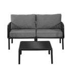 4-Piece/6-Piece Modern Outdoor Patio Furniture Set with Square Coffee Table Patio Conversation Set with Waterproof Cushions, Black/White - ModernLuxe