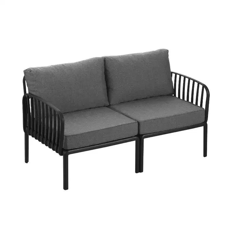 4-Piece/6-Piece Modern Outdoor Patio Furniture Set with Square Coffee Table Patio Conversation Set with Waterproof Cushions, Black/White - ModernLuxe