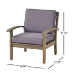 GDFStudio Keanu Outdoor Acacia Wood 4 Seater Chat Set with Cushions