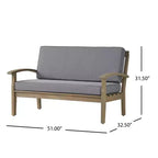 GDFStudio Keanu Outdoor Acacia Wood 4 Seater Chat Set with Cushions