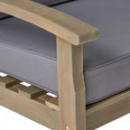 GDFStudio Keanu Outdoor Acacia Wood 4 Seater Chat Set with Cushions