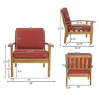 GDFStudio Keanu Outdoor Acacia Wood 4 Seater Chat Set with Cushions