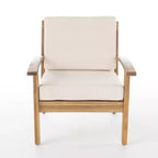 GDFStudio Keanu Outdoor Acacia Wood 4 Seater Chat Set with Cushions
