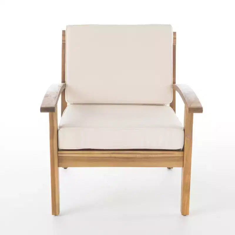 GDFStudio Keanu Outdoor Acacia Wood 4 Seater Chat Set with Cushions