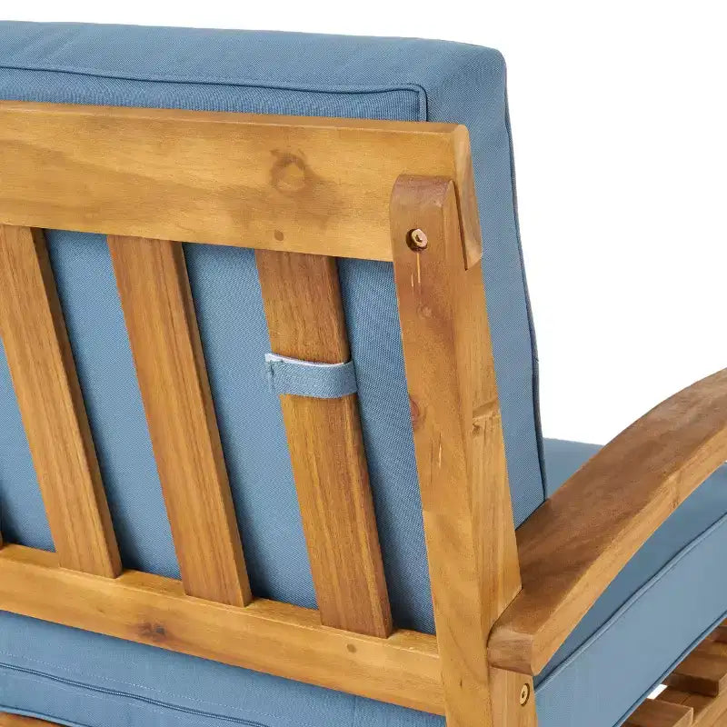GDFStudio Keanu Outdoor Acacia Wood 4 Seater Chat Set with Cushions