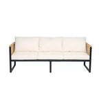 Christopher Knight Home Faye Ensemble de 4 fauteuils de patio en acacia et métal avec rembourrage et design à lattes
