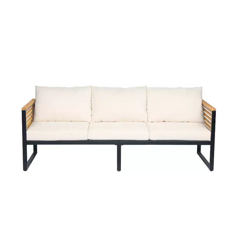 Christopher Knight Home Faye Ensemble de 4 fauteuils de patio en acacia et métal avec rembourrage et design à lattes
