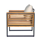 Christopher Knight Home Faye Ensemble de 4 fauteuils de patio en acacia et métal avec rembourrage et design à lattes