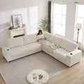 110-Inch Oversized Corduroy Corner Sofa, L-Shaped Corner Couch with Two Storage Spaces