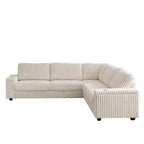 110-Inch Oversized Corduroy Corner Sofa, L-Shaped Corner Couch with Two Storage Spaces