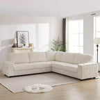 110-Inch Oversized Corduroy Corner Sofa, L-Shaped Corner Couch with Two Storage Spaces