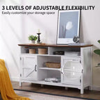 Farmhouse Sideboard Buffet Cabinet with Hinged Barn Doors, 58 Large Kitchen Storage Cabinet with Adjustable Shelves