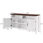 Farmhouse Sideboard Buffet Cabinet with Hinged Barn Doors, 58 Large Kitchen Storage Cabinet with Adjustable Shelves