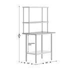 Flash Furniture Rawcliffe Portable Prep and Work Table with 18 Gauge Stainless Steel Top Shelf and Double Overshelves and Galvanized Steel Undershelf