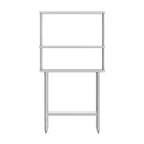 Flash Furniture Rawcliffe Portable Prep and Work Table with 18 Gauge Stainless Steel Top Shelf and Double Overshelves and Galvanized Steel Undershelf