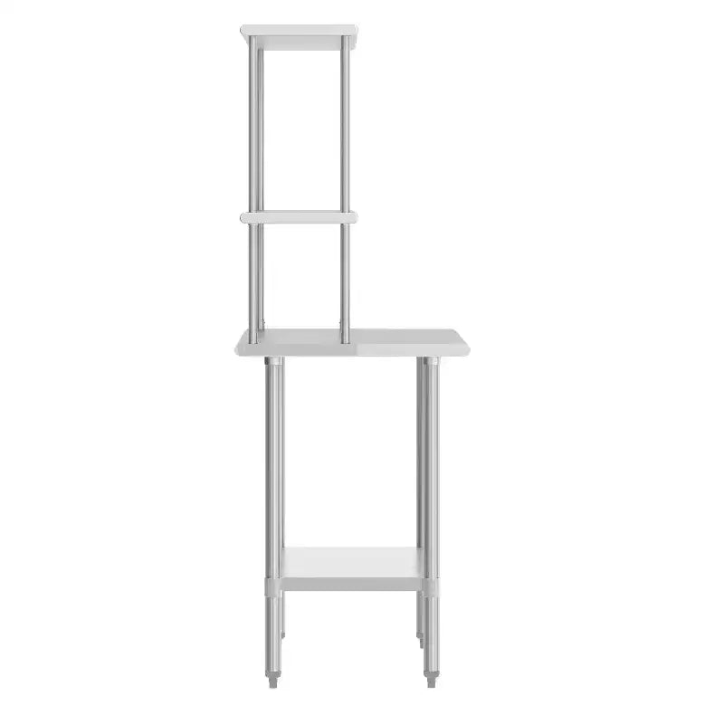 Flash Furniture Rawcliffe Portable Prep and Work Table with 18 Gauge Stainless Steel Top Shelf and Double Overshelves and Galvanized Steel Undershelf