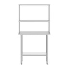 Flash Furniture Rawcliffe Portable Prep and Work Table with 18 Gauge Stainless Steel Top Shelf and Double Overshelves and Galvanized Steel Undershelf