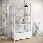 Buzz & Bloom Kids Open-Style Wood Bookshelf with 3 Shelves and Bottom Storage Bin, White