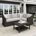 Martha Stewart Bedford Indoor-Outdoor Modular Patio 4-Seat Sectional Sofa in Rattan Wicker with All-Weather Cushions