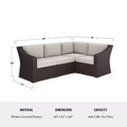 Martha Stewart Bedford Indoor-Outdoor Modular Patio 4-Seat Sectional Sofa in Rattan Wicker with All-Weather Cushions