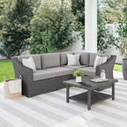 Martha Stewart Bedford Indoor-Outdoor Modular Patio 4-Seat Sectional Sofa in Rattan Wicker with All-Weather Cushions