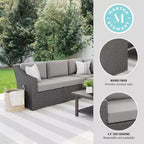 Martha Stewart Bedford Indoor-Outdoor Modular Patio 4-Seat Sectional Sofa in Rattan Wicker with All-Weather Cushions