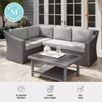 Martha Stewart Bedford Indoor-Outdoor Modular Patio 4-Seat Sectional Sofa in Rattan Wicker with All-Weather Cushions