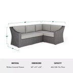 Martha Stewart Bedford Indoor-Outdoor Modular Patio 4-Seat Sectional Sofa in Rattan Wicker with All-Weather Cushions