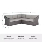 Martha Stewart Bedford Indoor-Outdoor Modular Patio 5-Seat Sectional Sofa in Rattan Wicker with All-Weather Cushions