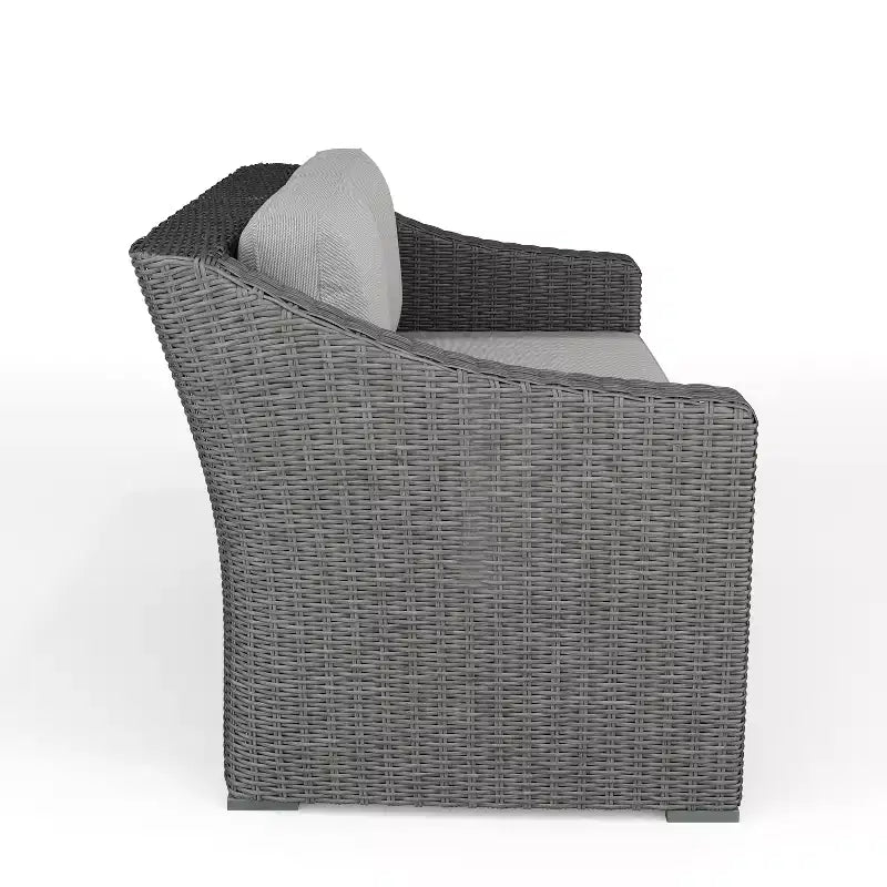Martha Stewart Bedford Indoor-Outdoor Modular Patio 5-Seat Sectional Sofa in Rattan Wicker with All-Weather Cushions