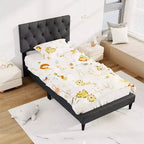 Costway Twin/Full/Queen Size Bed Frame with Button-Tufted Headboard & Wooden Slats Easy Assembly