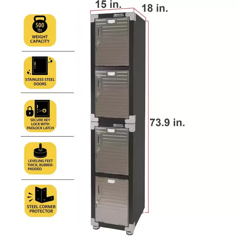 Seville Classics UltraHD 4-Door Stackable Locker Cabinet