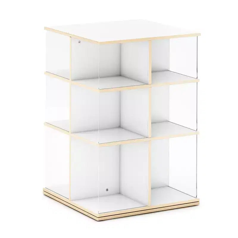EdQ Rotating Big Book DisplayWhite: 3-Tier Kids Bookshelf for Classroom Storage, Book Organizer with Acrylic Shelves for Homeschool Organization