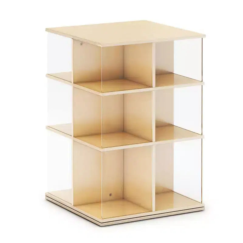 EdQ Rotating Big Book DisplayWhite: 3-Tier Kids Bookshelf for Classroom Storage, Book Organizer with Acrylic Shelves for Homeschool Organization