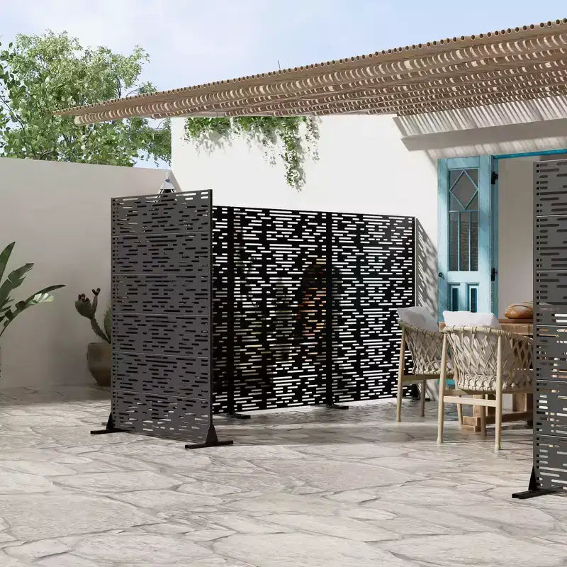 Jardinière en Métal Noir Dovelina 72 H47W avec Treillis pour Terrasse
