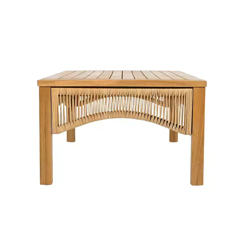 Christopher Knight Home Doretta Outdoor Acacia Wood and Rattan L Shape 5 Seater Seating Set with Cushions