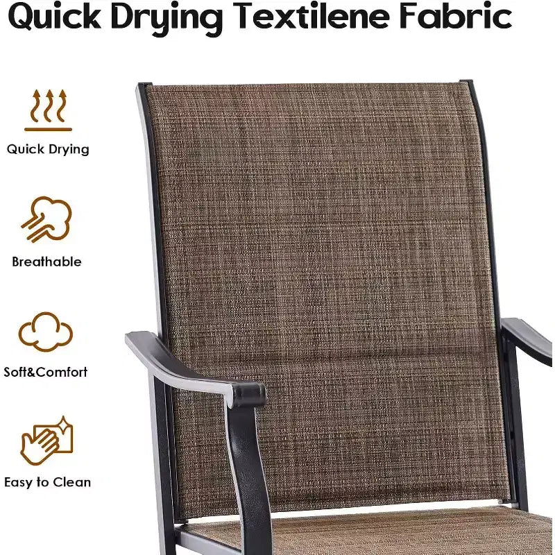 Set of 2 360 Swivel Outdoor Dining Chairs - Textilene Fabric Metal Armchairs for All-Weather Use, Ergonomic Design Ideal