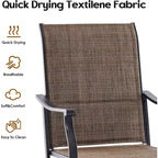 Set of 2 360 Swivel Outdoor Dining Chairs - Textilene Fabric Metal Armchairs for All-Weather Use, Ergonomic Design Ideal