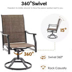 Set of 2 360 Swivel Outdoor Dining Chairs - Textilene Fabric Metal Armchairs for All-Weather Use, Ergonomic Design Ideal