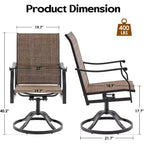 Set of 2 360 Swivel Outdoor Dining Chairs - Textilene Fabric Metal Armchairs for All-Weather Use, Ergonomic Design Ideal