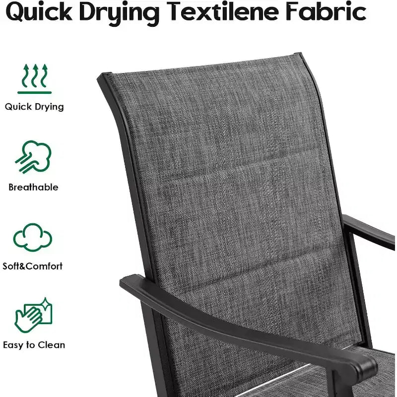Set of 2 360 Swivel Outdoor Dining Chairs - Textilene Fabric Metal Armchairs for All-Weather Use, Ergonomic Design Ideal