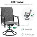 Set of 2 360 Swivel Outdoor Dining Chairs - Textilene Fabric Metal Armchairs for All-Weather Use, Ergonomic Design Ideal
