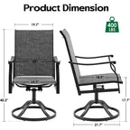Set of 2 360 Swivel Outdoor Dining Chairs - Textilene Fabric Metal Armchairs for All-Weather Use, Ergonomic Design Ideal
