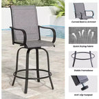Set of 2 Swivel Outdoor Bar Stools with Textilene Fabric - 360 Rotation, All-Weather Ergonomic Design, Perfect for Balcony and Patio